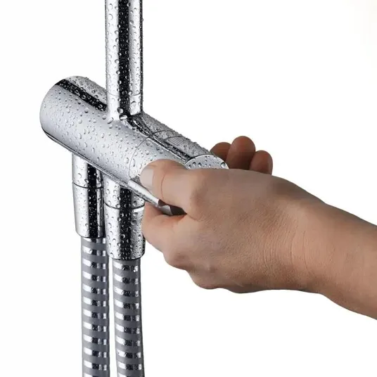 Hansgrohe Vernis Shape – dušo rinkinys Showerpipe 230 Reno, EcoSmart, chromuotas 26289000