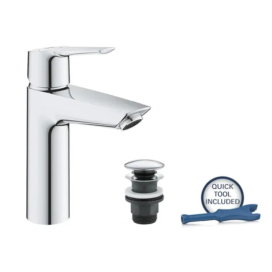 Grohe QuickFix Start - kraanikaussi kraanikaussi Push-Open äravoolukomplektiga, CoolStart, kroom 23746002