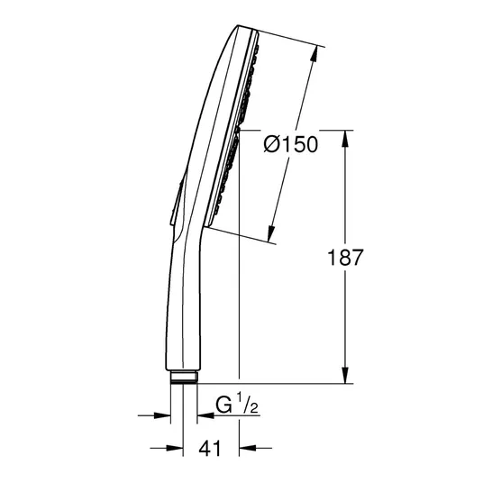 Grohe Rainshower SmartActive – rankinis dušas 150 9,5 l/min, 3 srovių tipai, Moon White 26554LS0