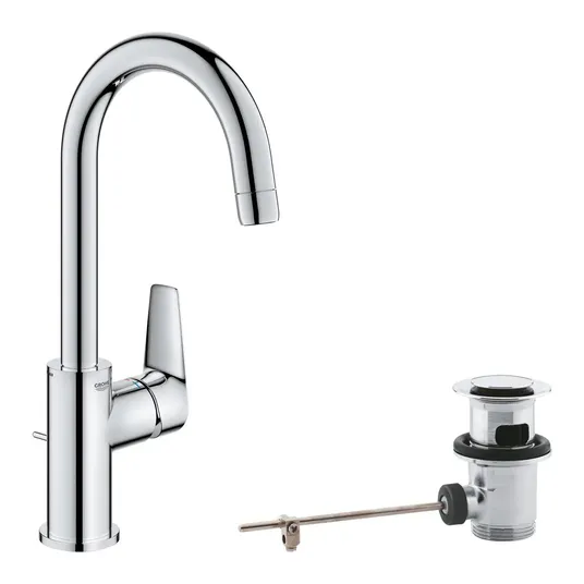 Grohe Start Edge - valamusegisti pöörleva valamuotsiku ja äravooluklapiga, kroomitud 24201001
