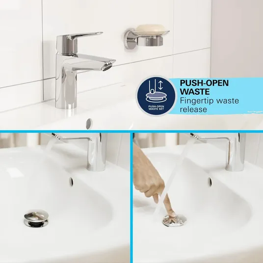 Grohe QuickFix Start - kraanikaussi kraanikaussi Push-Open äravoolukomplektiga, kroom 23550002