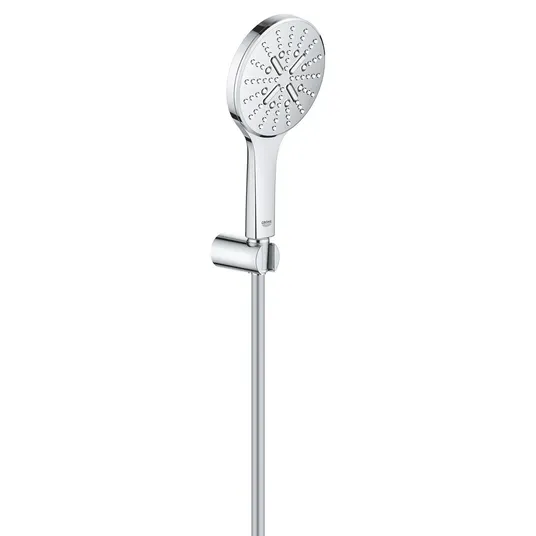 Grohe Rainshower SmartActive – sieninis laikiklis 130 9,5 l/min, 3 srovių tipai, laikiklis ir žarna, chromas 26581000