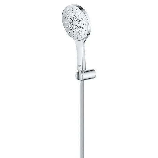 Grohe Rainshower SmartActive – sieninis laikiklis 130 9,5 l/min, 3 srovių tipai, laikiklis ir žarna, chromas 26581000