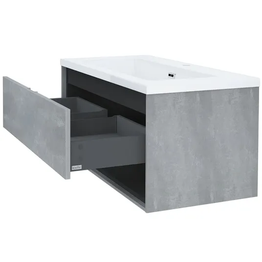 kielle Meara - Praustuvo spintelė su apatine spintele 90 cm, betono/matinės juodos spalvos 50026S905