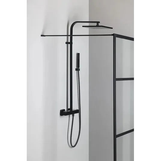 Sapho Dimy – dušo rinkinys 25x25 cm su termostatu, juodas matinis DM322BL