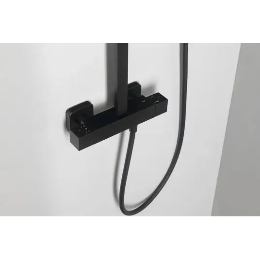 Sapho Dimy – dušo rinkinys 25x25 cm su termostatu, juodas matinis DM322BL