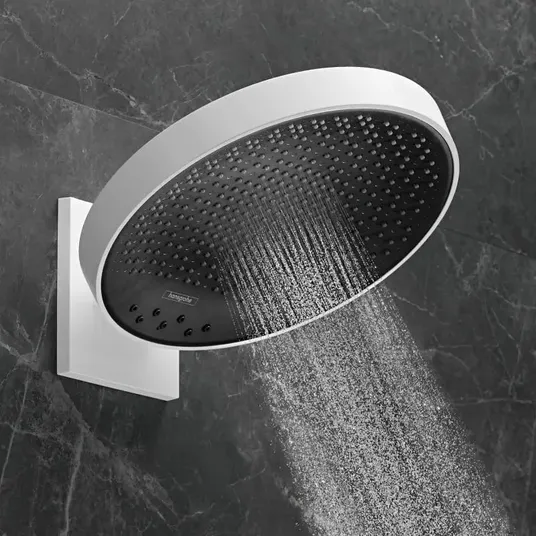 Hansgrohe Rainfinity – galvos dušas 360 su sieniniu jungtimi, 3jet, balta matinė 26234700
