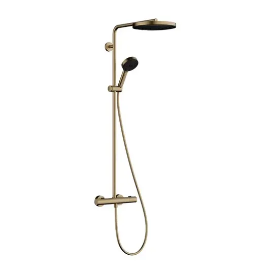 Hansgrohe Pulsify S Puro - dušas komplekts ar termostatu, diametrs 26 cm, 3 strūklu veidi, matēta bronza 24237140
