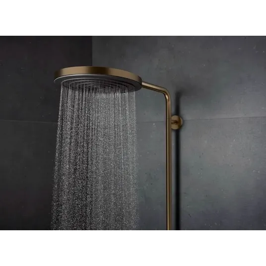 Hansgrohe Pulsify S Puro - dušas komplekts ar termostatu, diametrs 26 cm, 3 strūklu veidi, matēta bronza 24237140