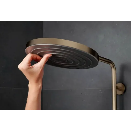 Hansgrohe Pulsify S Puro - dušas komplekts ar termostatu, diametrs 26 cm, 3 strūklu veidi, matēta bronza 24237140