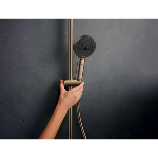 Hansgrohe Pulsify S Puro - dušas komplekts ar termostatu, diametrs 26 cm, 3 strūklu veidi, matēta bronza 24237140