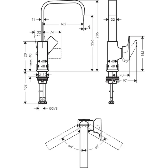 Hansgrohe Metropol - kraanikaussi kraanikaussi komplekt, harjatud pronksist 32511140