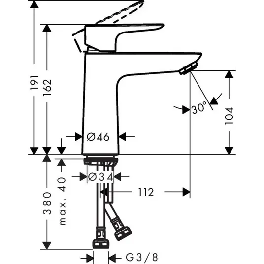 Hansgrohe Talis E – praustuvo maišytuvas, CoolStart, juodas chromas, šlifuotas 71714340