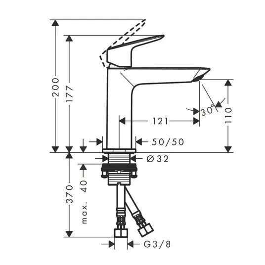 Hansgrohe Logis - Kraanikauss, EcoSmart, must matt 71253670