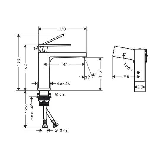 Hansgrohe Tecturis E – praustuvo maišytuvas, CoolStart, EcoSmart, chromas 73016000
