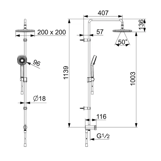 Hansa Basicjet – dušo rinkinys Style 200, ECO, chromuotas 44380300