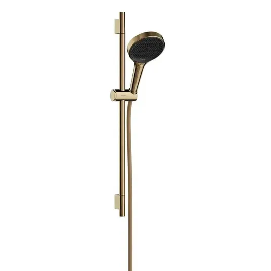 Hansgrohe Rainfinity – dušo komplektas: rankinis dušas, strypas ir žarna, 3 srovių tipai, auksas 28745990
