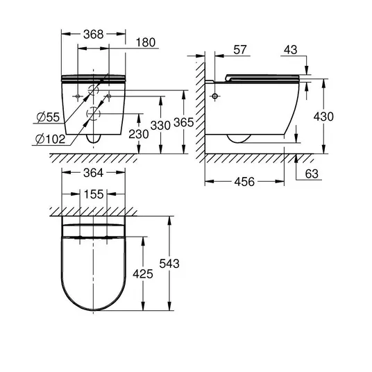 Grohe Start Round - Pakabinamas unitazas su minkšto uždarymo dangčiu, be rėmelio, Alpių baltumo 103848SH00