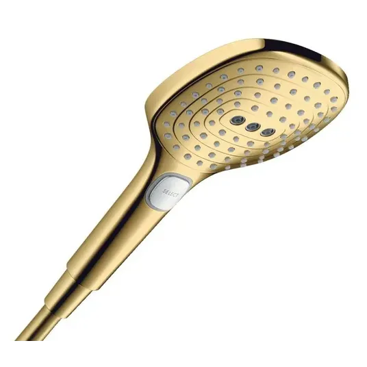 Hansgrohe Raindance Select E – rankinis dušas, 3 srovių tipai, EcoSmart+, poliruotas auksas 28729990