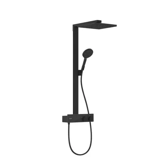 Hansgrohe Raindance E – dušo rinkinys su termostatu, 30x30 cm, EcoSmart, matinė juoda 27362670