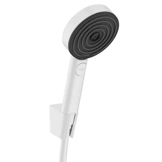Hansgrohe Pulsify Select S – rankinis dušas, laikiklis ir žarnos rinkinys, 3 srovių tipai, EcoSmart, matinis baltas 24305700