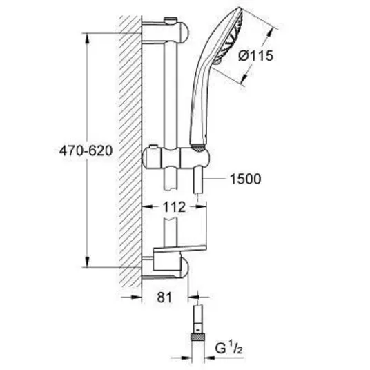Grohe Euphoria - dušikomplekt 110 koos dušivarrega, 3 dušitüüpi, kroomitud 27243001