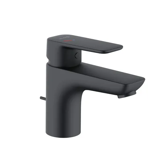 Kludi Pure&Style – praustuvo maišytuvas su išleidimo vožtuvu, EcoPlus, matinis juodas 403883975