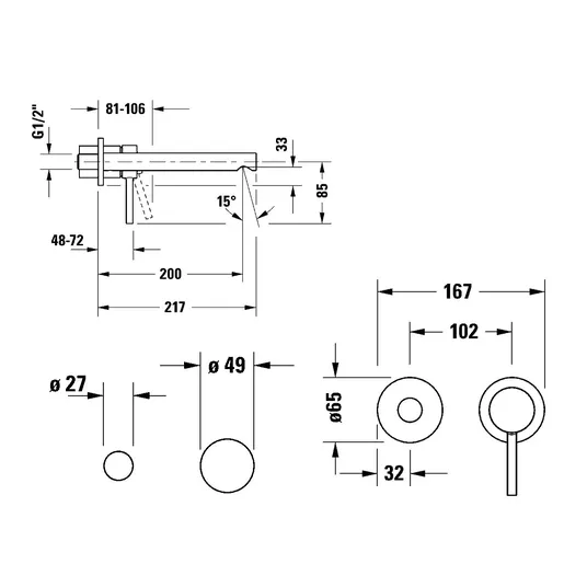 Duravit Circle – praustuvo maišytuvas – įmontuojamas, 2 skylių montavimas, chromas CE1070004010
