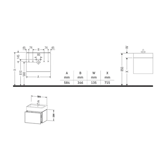 Duravit L-Cube - Spintelė praustuvui 39×58×46 cm, 1 stalčius, matinė balta LC617501818