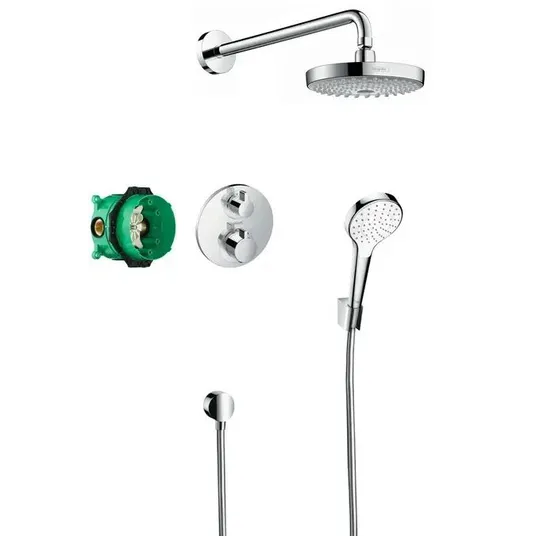 Hansgrohe Croma Select S – dušo komplektas 180 su termostatu Ecostat S, 2 srovių tipai, chromas 27295000