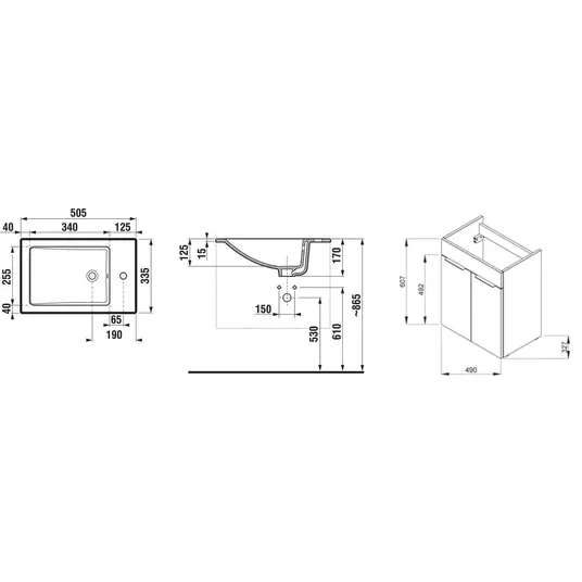 Jika Cube - Praustuvas su spintele, 49x33x61 cm, baltas H4536411763001