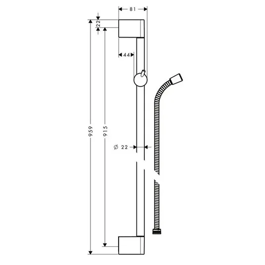 Hansgrohe UnicaCrometta - Dušo stovas 0,90 m, chromuotas 27614000