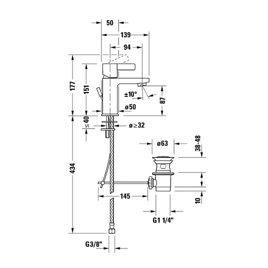 Duravit D-Neo - kraanikaussi kraanikaussi komplekt, kroom DE1010001010