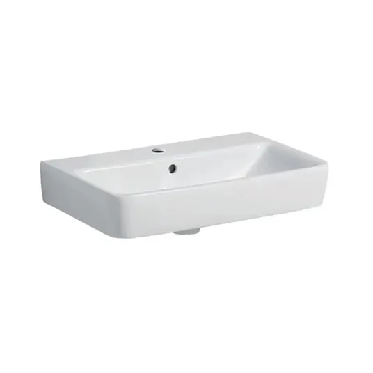 Geberit Selnova Compact praustuvas 60x37 cm, su perpildymo anga, 1 skylė maišytuvui, baltas 501.511.00.7