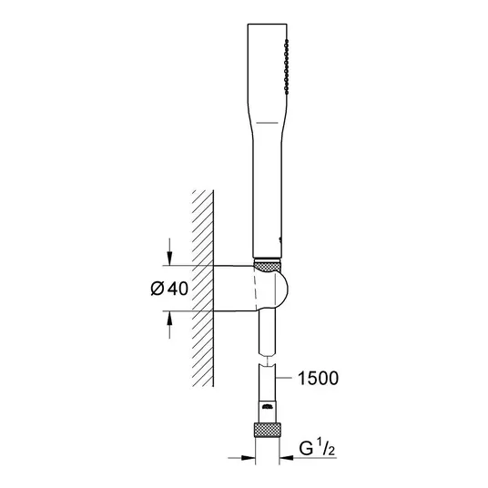 Grohe Vitalio Get Stick - dušikomplekt koos seinakinnituse ja voolikuga, kroomitud 27459000