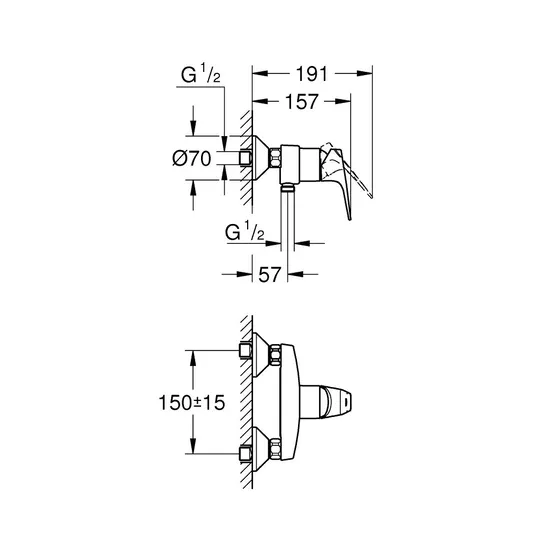 Grohe BauFlow – dušo maišytuvas, chromuotas 23755000