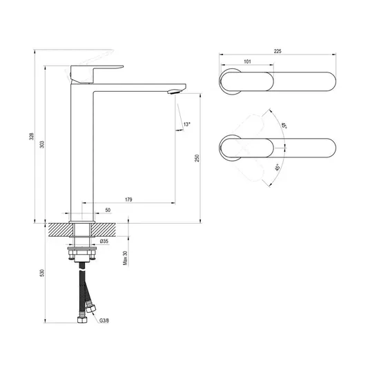 Ravak Chrome II - valamusegisti, must X070459