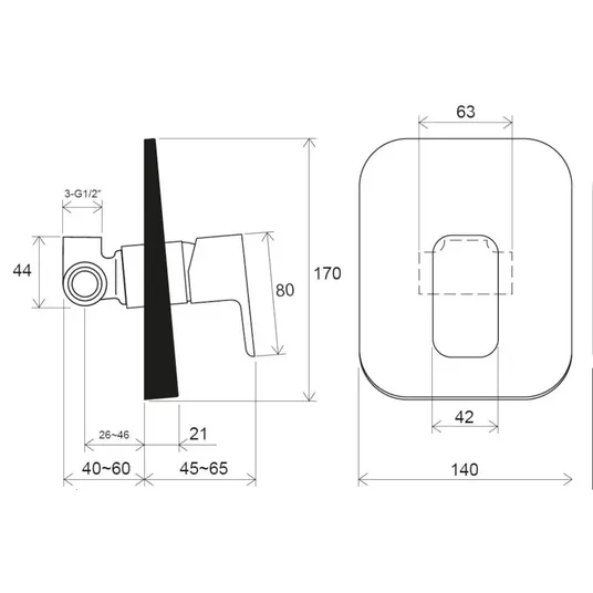 Ravak 10° Free – dušo maišytuvas TD F 062.20, įmontuojamas, su montavimo korpusu, juodas X070157
