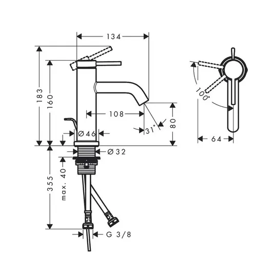 Hansgrohe Tecturis S - valamusegisti koos äravoolukomplektiga, CoolStart, EcoSmart, harjatud pronks 73305140