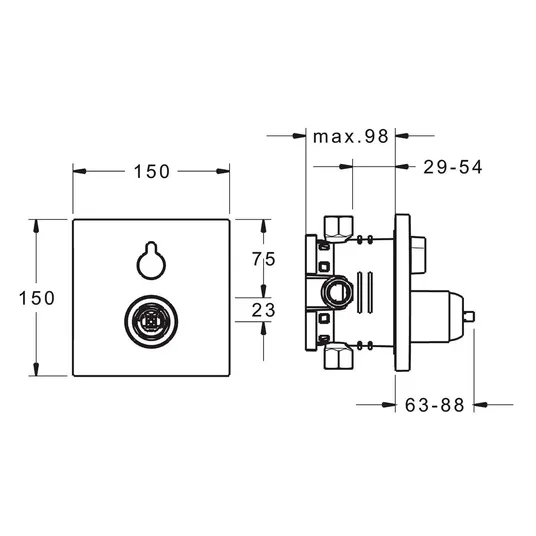 Hansa Varox Pro – vonios kambario vienos rankenos maišytuvas – įmontuojamas, perjungiklis 2 vartotojams, chromuotas 40529073