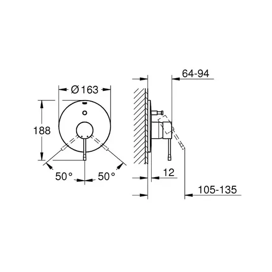 Grohe Essence – paslėpta vonios maišytuvas, chromas 19285001