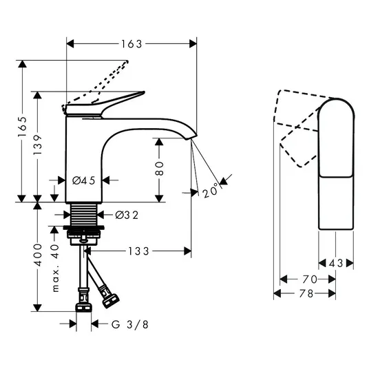 Hansgrohe Vivenis – praustuvo maišytuvas, EcoSmart, CoolStart, matinis baltas 75015700