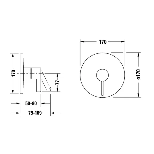 Duravit D-Neo – paslėpta dušo armatūra, chromuota DE4210010010