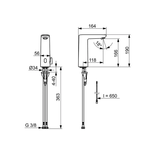 Hansa Electra – elektroninis praustuvo maišytuvas, baterijinis, Bluetooth, chromas 93002219