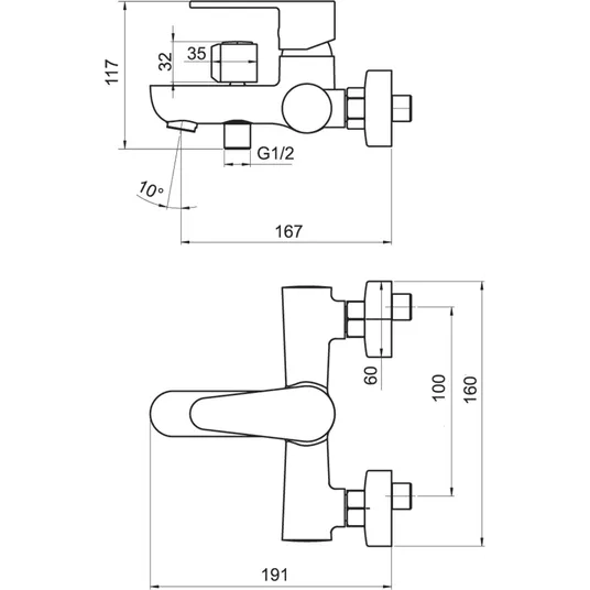Ferro Titania Fresh – vonios maišytuvas, chromuotas 96025/1,0