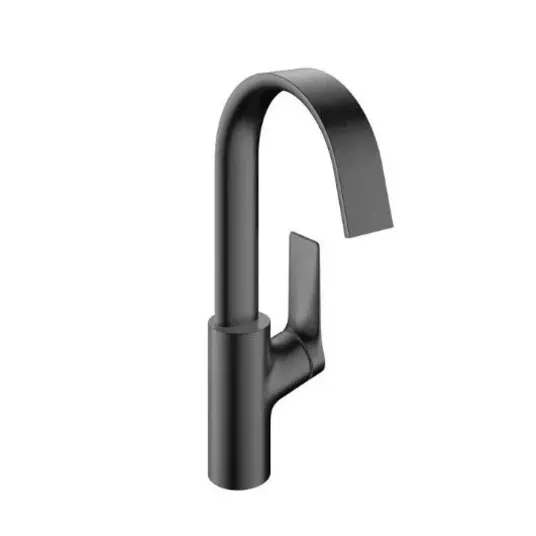 Hansgrohe Vivenis – praustuvo maišytuvas su pasukamu išliejimo vamzdžiu, EcoSmart, šlifuotas juodas chromas 75032340