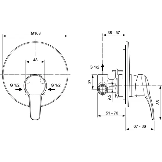 Ideal Standard Oglio – paslėpta dušo armatūra, chromas A7162AA