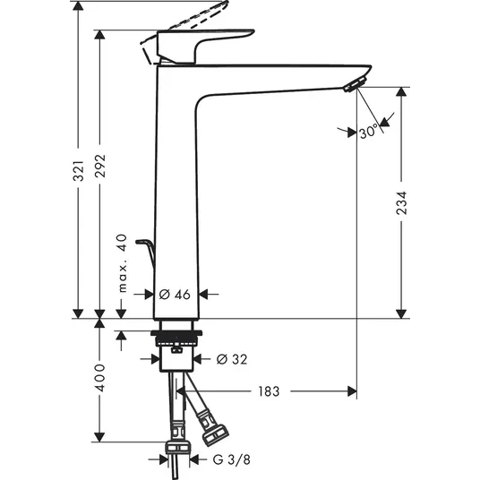 Hansgrohe Talis E - valamusegisti koos äravoolukomplektiga, valge matt 71716700