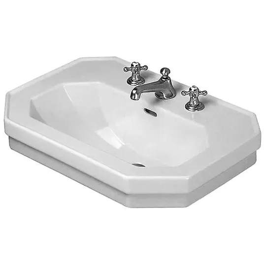 Duravit 1930 - Praustuvas su perpildymo anga, 70x50 cm, baltas - 1 skylė maišytuvui, su WonderGliss 04387000001