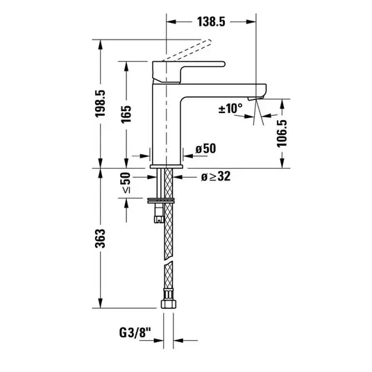 Duravit B.2 – praustuvo maišytuvas, chromuotas B21020002010